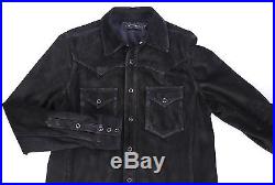 RALPH LAUREN Black Label Black Suede Leather Western Snap Shirt Jacket Small