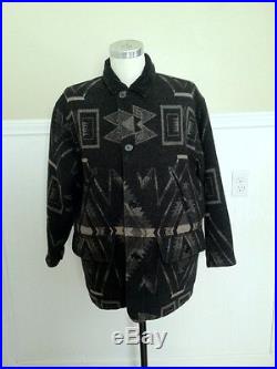Ralph Lauren Country Indian Blanket Jacket Coat Aztec Western Beacon Wool Black