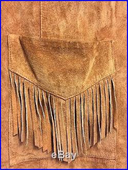 RALPH LAUREN Camel Brown Suede Leather Fringe South Western Jacket Coat RARE! 1X