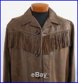 RALPH LAUREN Double RL RRL Brown Leather FRINGED Western RODEO Jacket XL
