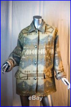 RALPH LAUREN Long South Western Indian Blanket Concho Wool Coat Jacket M