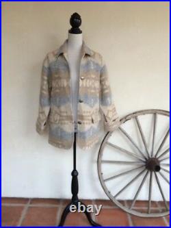 RALPH LAUREN South Western Indian Blanket Barn Concho Wool Coat Jacket L NWOT