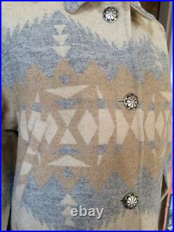 RALPH LAUREN South Western Indian Blanket Barn Concho Wool Coat Jacket PS NWOT