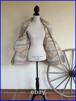 RALPH LAUREN South Western Indian Blanket Barn Concho Wool Coat Jacket PS NWOT