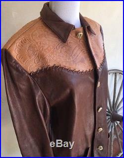 RALPH LAUREN Vtg Hand Tooled Leather South Western Jacket USA RARE $1900 NWT