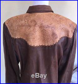 RALPH LAUREN Vtg Hand Tooled Leather South Western Jacket USA RARE $1900 NWT