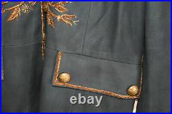 RARE! Double D Ranch Leather Jacket/Coat with Metalic Embroidery XL Military Stye