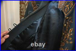 RARE! Double D Ranch Leather Jacket/Coat with Metalic Embroidery XL Military Stye