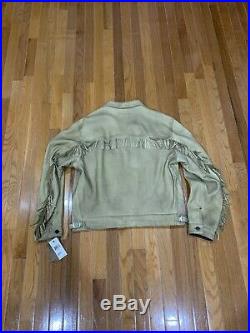 RARE NWT RRL Ralph Lauren Fringed Leather Jacket Tan XL $2200 Lambskin Cowboy