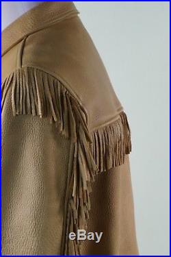 RARE Polo Ralph Lauren Leather Fringed Western Jacket Size L Large with Liner