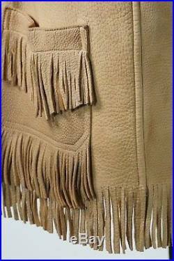 RARE Polo Ralph Lauren Leather Fringed Western Jacket Size L Large with Liner