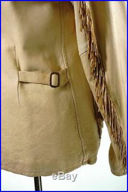 RARE RRL Ralph Lauren Fringed Leather Jacket Brown Tan Size M Medium