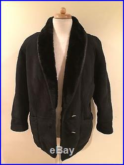 Rare Vtg Sheepskin Shearling Long Western Rancher Coat Jacket Sz 12