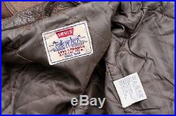 RARE Vintage LEVI'S Brown Cow Nubuck Leather Trucker Jacket Western Biker Large
