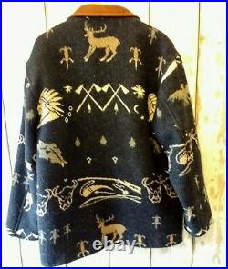 RARE Vintage Wool Aztec Navajo Western American Indian Geometric Retro Jacket L