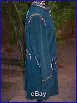 RARE Western Corduroy Embroidered Studs Long Duster Coat JacketLDouble D Ranch