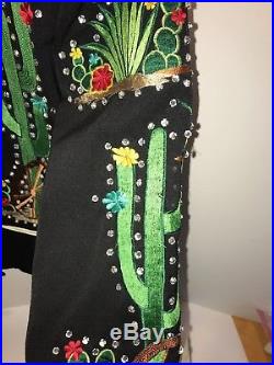 RARE! Western Embroidered Horse Cactus Rhinestone Jacket10Hairston Roberson