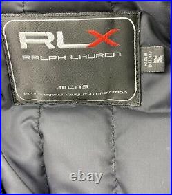 RLX Ralph Lauren Mens Western Faux Fur Down Ski Jacket Coat Black Leather Trim
