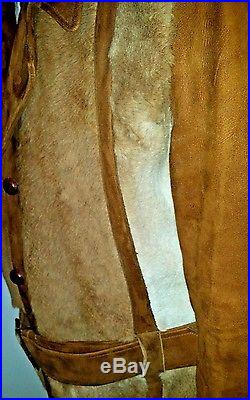 ROBERT LEWIS Vtg Kangaroo Fur Pony Hair Suede Warm Western Jacket Coat 36 EUC M