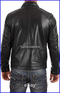 ROXA Men Basic Outwear Genuine Cowhide Real Leather Jacket Black Biker Soft Coat