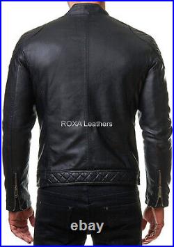 ROXA Men Quilted Genuine Cowhide Natural Leather Jacket Black Western Wear Coat