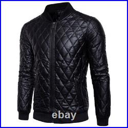 ROXA Men Soft Quilted Authentic Cowhide Natural Leather Coat Black Winter Jacket