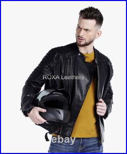 ROXA Men's Motorcycle Rider Black Coat Authentic Cow Hide Natural Leather Jacket