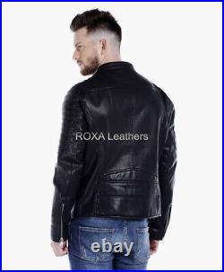 ROXA Men's Motorcycle Rider Black Coat Authentic Cow Hide Natural Leather Jacket