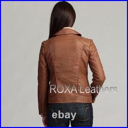 ROXA NEW Fashion Women Brown Authentic Lambskin Pure Leather Jacket Western Coat