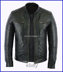 ROXA Racer Men Black Cow Stitch Coat Genuine Cowhide Pure Leather Premium Jacket