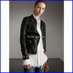 ROXA Western Look Women Black Authentic Lambskin Pure Leather Jacket Biker Coat