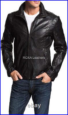 ROXA Western Men Authentic Cowhide Natural Leather Jacket Black Cowboy Soft Coat