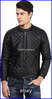 ROXA Western Men Quilted Genuine Cowhide Pure Leather Jacket Black Occasion Coat