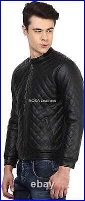 ROXA Western Men Quilted Genuine Cowhide Pure Leather Jacket Black Occasion Coat