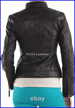 ROXA Western Women Black Authentic Lambskin Pure Leather Jacket Fashionable Coat