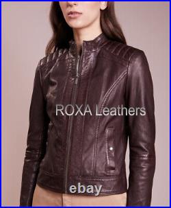 ROXA Women Shoulder Quilted Authentic Lambskin Pure Leather Jacket Western Coat