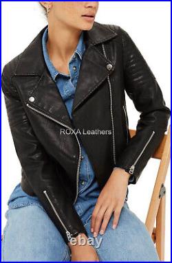 ROXA Women's Black Genuine Lambskin Real Leather Jacket Fashionable Western Coat