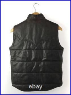 RRL All Leather Western Down Vest/XS/Cowhide/Polyester (Padding)