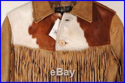 RRL Double RL Brown Leather Fringe Western Jacket Cow Hide Yoke Sz 2 $2200 #1