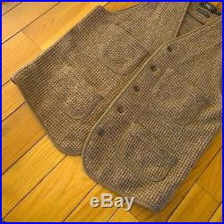 RRL Double RL Ralph Lauren Men Linen Wool Tweed Buckle Work Vest M Brown