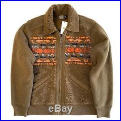 RRL Double RL Ralph Lauren Mens Fleece Western Print Zip Coat Jacket (MSRP $395)
