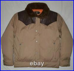 RRL Double Ralph Lauren Western Down Shearling Leather Bomber Jacket Coat Polo L