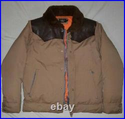 RRL Double Ralph Lauren Western Down Shearling Leather Bomber Jacket Coat Polo L