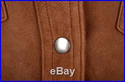 RRL RALPH LAUREN Brown Leather Womens Western Bomber Snap Jacket Coat LARGE