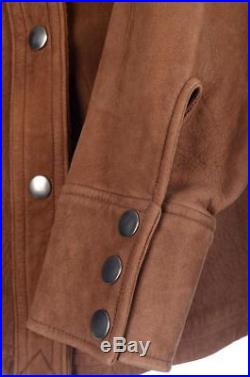 RRL RALPH LAUREN Brown Leather Womens Western Bomber Snap Jacket Coat LARGE