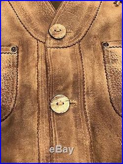 RRL Ralph Lauren Double RL Western Hunting Deerskin Leather Vest Jacket Large L