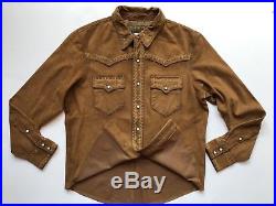 RRL Ralph Lauren Limited Edition Western Suede Leather Shirt Jacket-MEN- XL