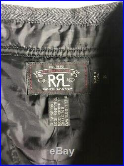 RRL Ralph Lauren XL Quilted Herringbone Grey Shirt Jacket CPO Western Sweater