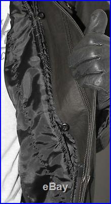 Raberg Full Length Black Real Leather Trench Coat Goth Matrix Duster Ledermantel