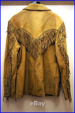 Ralph Lauren Deer Skin Leather Tassels Jacket, Western / Native American Style L